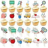 36Pcs Back to School Teacher Cupcake Toppers, Creative and Easy to Operate Decorations Cupcake Picks Book, School Safe Cupcakes & Teacher Cupcake Toppers Applicable for Opening Ceremony