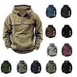 Pgyong Prime Big Deal Days October 8-9 Tactical Sweatshirts for Men Quarter Zip Hoodie Retro Western Sweatshirt Drawstring Long Sleeve Sweatshirt Hoodie Prime Deals October