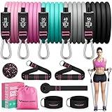 RENRANRING Resistance Bands for Working Out, 150LBS Exercise Bands, Workout Bands, Resistance Bands Set with Handles for Men Women, Legs Ankle Straps for Muscle Training