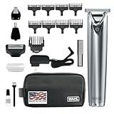 Wahl USA Stainless Steel Lithium Ion 2.0+ Beard Trimmer for Men - Electric Shaver & Nose Ear Trimmer - Rechargeable All in One Men's Grooming Kit - Model 9864SS