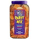 Utz Party Mix - 26 Ounce Barrel - Tasty Snack Mix Includes Corn/Nacho Tortillas, Pretzels, BBQ Corn Chips and Cheese Curls, Easy and Quick Party Snacks, Cholesterol Free and Trans-Fat Free