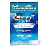 Crest 3DWhitestrips Vivid Plus 10 Treatments + 1 Hour Express 2 Treatments Teeth Whitening Kit, 8 Levels Whiter