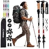 TrailBuddy Lightweight Trekking Poles - 2-pc Pack Adjustable Hiking or Walking Sticks - Strong Aircraft Aluminum - Quick Adjust Flip-Lock - Cork Grip, Padded Strap