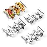 Chbuuero Taco Holders Set of 4, Taco Stand, Stainless Steel Taco Holder, Each Can Hold 3 Tortillas, with Easy-Access Handle, Fits Microwave, Air Fryer and Oven