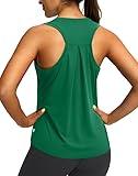 Women's Workout Tops Racerback Athletic Tank Tops Sleeveless Loose Fit Yoga Running Gym Shirts for Women(Green,L)