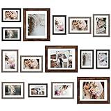 Fixwal Picture Frames Set, Gallery Wall Frame Set Picture Frames Collage 15 Pack for Wall or Tabletop with 8x10 5x7 4x6 Frames, Rustic Picture Frames in 3 Different Finishes