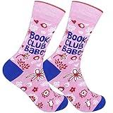 FUNATIC Book Club Babe Socks About Reading | Bookworm Gift Idea with Funny Saying for Bookish Women Who Love to Read | Literary Related Apparel Adult Teen Present | Quirky Librarian Party Accessories