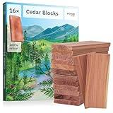 16 American Cedar Wood Blocks – Stop Clothes Damage - Wardrobe Freshener – Premium American Cedarwood Planks for Fresh Scent in Drawers and Closets - Inovida