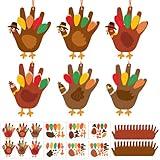 Zhanmai 36 Sets Fall Thanksgiving Handprint Turkey Crafts for Kids DIY Thanksgiving Crafts Make Your Own Handprint Turkey Ornaments Kit Thanksgiving Party Preschool Classroom Activities