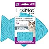 LickiMat Felix, Fish-Shaped Cat Slow Feeders Lick Mat, Boredom Anxiety Reducer; Perfect for Food, Treats, Yogurt, or Peanut Butter. Fun Alternative to a Slow Feed Cat Bowl or Dish, Turquoise