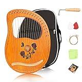 Cuecutie Lyre Harp 19 String Wood Rose Harp Portable Solid Mahogany Harp String Instrument with Black Bag Strings Carry Cloth Sheet Music Pick Tuning Wrench (ROSE, 19 String)