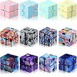 12 Pieces Mini Cube Blocks Mini Cube Desk Toy Magic Sensory Tool Blocks Puzzle Flip Cube for Teens Adults Birthday Favors (Star and Macarons)