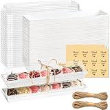 Kucoele 25 Pack 12 x 2.6 x 2 Inches Chocolate Covered Strawberries Boxes with Clear Lids, Disposable Marcaron Boxes Baked Goods Containers for Truffles, Cookies, Cocoa Bombs