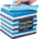 MagicFiber Microfiber Cleaning Cloth (12 Pack, 13x13 in) - Thick Cleaning Towels, Rags & Dusting Cloths for House, Kitchen, Windows, Cars & More - Micro Fiber Reusable Cloths