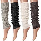 4 Pairs Leg Warmers for Women Winter Long Leg Warmers Knit Leg Warmers Warm Long Boot Socks for 80s Party Yoga Dance