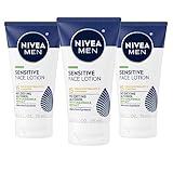 Nivea Men Sensitive Face Lotion with Broad Spectrum SPF 15 Sunscreen, No Dyes or Drying Alcohol, Moisturizes and Protects, 3 Pack of 2.5 Fl Oz Tubes