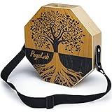 POGOLAB Two-tone Cajon, Portable Travel Wooden Drum with Adjustable Strap, Easy to Carry, Unique Appearance, Beautiful Percussion Instrument (Natural Brown)