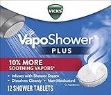 Vicks, VapoShower Plus, Shower Steamers, Eucalyptus Shower Steamer & Menthol Scent, Clean Dissolving Vapor Shower Tablets, Aromatherapy Shower Steamer & Shower Bombs, 12 count