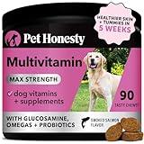 Pet Honesty Dog Multivitamin Max Strength - 15 in 1 Dog Vitamins for Health & Heart - Dog Essentials Fish Oil, Glucosamine, Probiotics, Omega Fish Oil - Dog Vitamins and Supplements for Skin and Coat