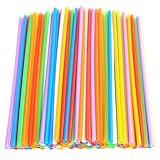 100 Pcs Colorful Plastic Long Disposable Drinking Straws.(0.23''diameter and 10.24"long) (Colorful-long)