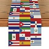 Artoid Mode National World Flag Banner Hispanic Heritage Month Table Runner, Seasonal Spanish Latin Flags Kitchen Dining Table Decoration for Home Party Decor 13x72 Inch