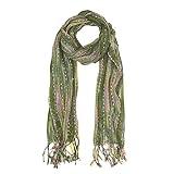 Humble Hilo Multi-Colored Scarf/Shawl for Women Lightweight Head or Neck Scarf (Olive Green)