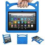 Fire HD 8 Tablet Case, Amazon Kindle Fire HD 8 Plus Tablet Case for Kids (2020/2022 Release,10th/12th Generation), Ubearkk Light Weight Shock Proof Handle Friendly Stand Protective Back Cover, Blue