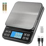 BOMATA Large Kitchen Scale with 0.1g/0.001oz High Precision, 5kg/11lb Bakery Scale with% Percentage Function, USB Rechargeable, Full-View Angle LCD with Backlight, Stainless Steel Pan