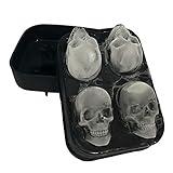 Stritra - 3D Skull Silicone Jello Ice Mold Flexible Cube Maker Tray for Halloween and Christmas Party. Best for Whiskey and Cocktails Black