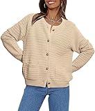 LILLUSORY Womens 2024 Fall Fashion Chunky Knit Cardigan Sweaters Trendy Cream Beige Cable Waffle Ladies Long Oversized Lightweight Jackets Christmas Cute Outfits Winter Clothes