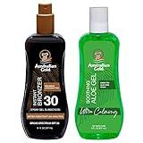 Australian Gold Sunscreen Gel Spray with Bronzer + Soothing After Sun Aloe Vera Gel, Hydrating Sunburn Relief & Broad Spectrum UVA/UVB SPF 30 Sunscreen Spray, Cruelty-Free & Vegan Skin Care Set