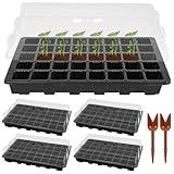 EKX Seedling Trays Seed Starter Tray, 5-Pack Mini Propagator Plant Greenhouse Grow Kit with Humidity Vented Domes and Base for Seeds' Starting (40 Cells Per Tray, Total 200 Cells)