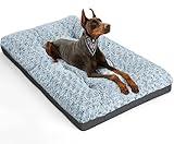 POCBLUE Deluxe Washable Dog Bed for Large Dogs Dog Crate Mat 36 Inch Comfy Fluffy Kennel Pad Anti-Slip for Dogs Up to 70 lbs, 36" x 23", Grey