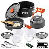 17 Pcs Smokey Camp Backpacking Cooking Set - Compact Camping Cookware Mess Kit, All in One Camping Cooking Set, Non-Stick Camping Cookware Kit, Hiking, Picnic, Outdoor & Camping Cookware Set