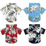 4 Pieces Pet Summer T-Shirts Hawaii Style Floral Dog Shirt Hawaiian Printed Pet T-Shirts Breathable Cool Clothes Beach Seaside Puppy Shirt Sweatshirt for Small Puppy (Cute Style, X-Small)