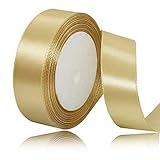 Solid Color Gold Satin Ribbon, 1 Inches x 25 Yards Fabric Satin Ribbon for Gift Wrapping, Crafts, Hair Bows Making, Wreath, Wedding Party Decoration and Other Sewing Projects