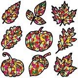 ceiba tree Fall Leaves Suncatcher Crafts Kit Autumn Pumpkin Acorn DIY Window Stained Glass Art Kit with Tissue Paper for Kids