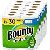 Bounty Quick-Size Paper Towels, White, 12 Family Rolls = 30 Regular Rolls