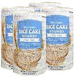 Snacktery Unsalted Rice Cake Rounds - Light & Crunchy Whole Grain Brown Rice Cakes with All Natural Ingredients - Low Calorie, Gluten Free, Non-GMO - Pack of 4