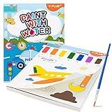 YPLUS Paint with Water Books for Toddlers, Watercolor Painting Paper for Kids Ages 1-3, 2-4, Art Craft Gift for Drawing with Brush, Transportation