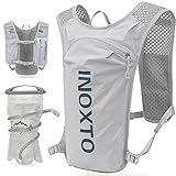 INOXTO Running Hydration Vest Backpack,Lightweight Insulated Pack with 1.5L Water Bladder Bag Daypack for Hiking Trail Running Cycling Race Marathon for Women Men (Light Gray)