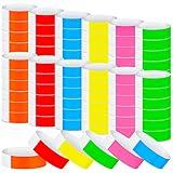 2400 Pack Paper Wristbands Bulk Neon Color Wrist Bands Waterproof Party Hand Bands Lightweight Adhesive Wristbands for Concert Events Party Identification Wristbands (Multicolor)