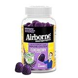 Airborne Elderberry + Zinc & Vitamin C Gummies For Adults, Immune Support Vitamin D & Zinc Gummies With Powerful Antioxidant Vitamins C D & E - 50 Gummies, Elderberry Flavor