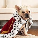 Lovelyshop pet Serial Lux Fur Red Cat Dog Cloak for Halloween Costumes, King Queen Prince and Princess Cosplay-M