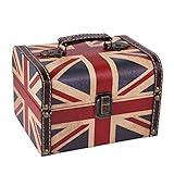 WaaHome Treasure Box 7.1'' British Flag Decorative Box Wood Jewelry Storage Box Keepsakes Box with Lids Vintage Treasure Chest Box for Kids Prizes Girls Women Men Gifts Home Decor