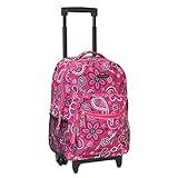 Rockland Double Handle Rolling Backpack, Bandana, 17"