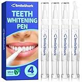 SmileShark Teeth Whitening Pen (4 Count), No Sensitivity Teeth Whitening Gel, Effective Teeth Whitener, Travel-Friendly Tooth Whitening Pen, Carbamide Peroxide Tooth Bleaching Gel for Adults