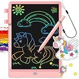 FLUESTON LCD Writing Tablet, Doodle Board Toys Gifts for 3-8 Year Old Girls Boys, 10 Inch Colorful Electronic Board Drawing Pad for Kids, Gifts for Toddler Educational Learning Travel Birthday, Pink