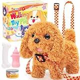 Tagitary Plush Toys Puppy Electronic Toy Dogs That Walk and Bark,Tail Wagging Fake Dog Interactive Dog Toy for Kids with Leash,Easter Christmas Birthday Gift for Toddlers Kids