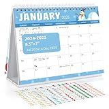 SKYDUE Desk Calendar 2024-2025, Jul 2024 to Dec 2025 18 Months Small Desk Calendar with Planner Stickers, 8.5" x 7" Desktop Calendar Planner, Holiday Theme